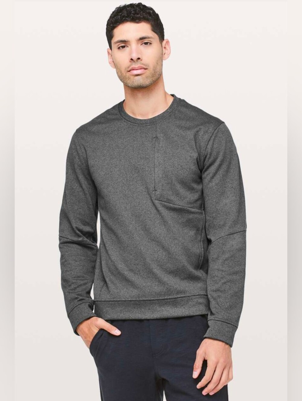 Lululemon City Sweat Crew *Thermo Size Large in Heathered Coal Brushed Fleece